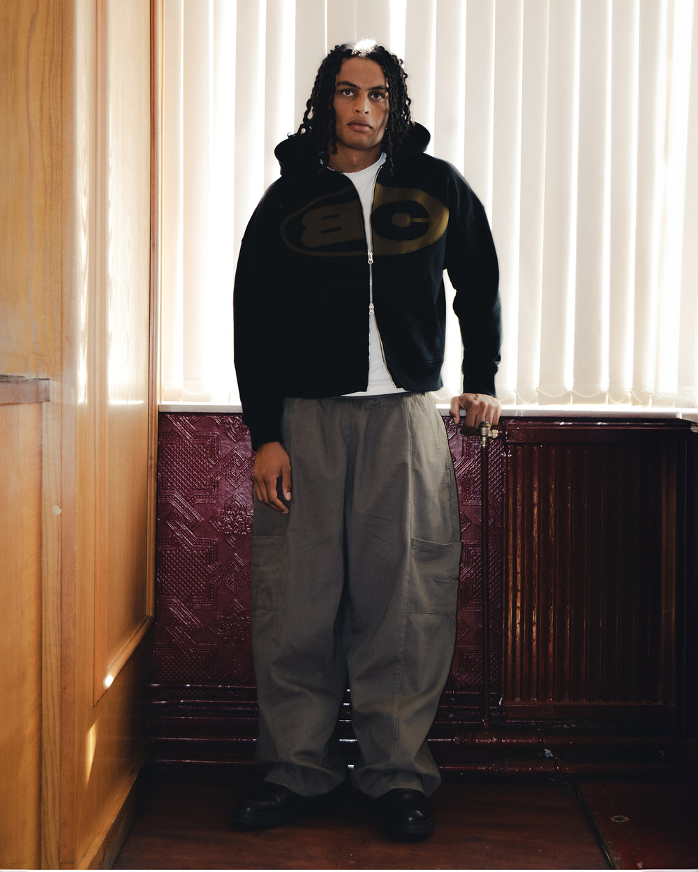 Domino Zip Hoodie (Black)