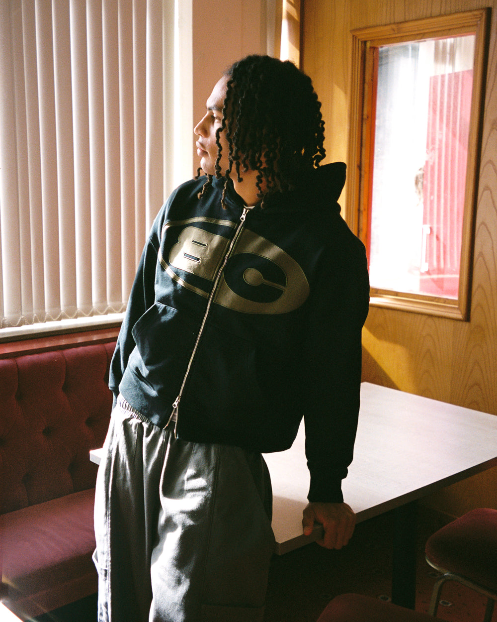 Domino Zip Hoodie (Black)